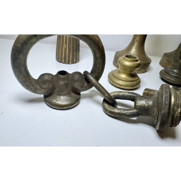 Antique Lot Brass Loops Hanging Lamp Light Fixture Parts Replacement Vintage - Picture 9 of 14